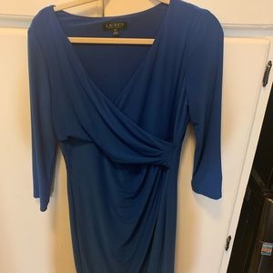 Ralph Lauren wrap neckline royal blue dress